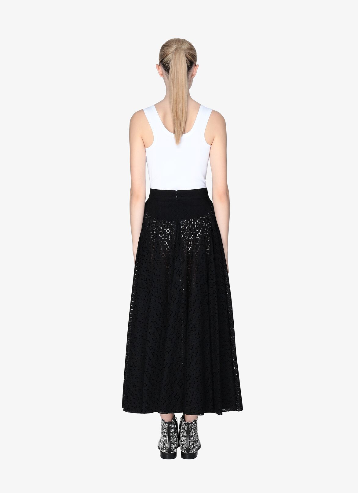Embroidered Flared Skirt ALAÏA BLACK EMBROIDERED FLARED SKIRT